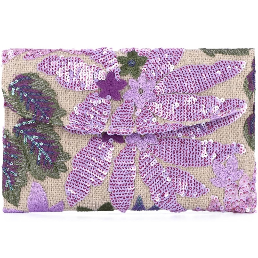 Embroidered Floral Clutch